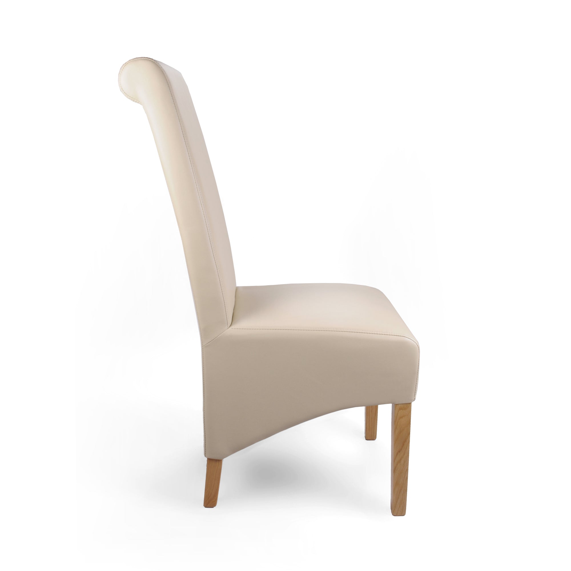 Shankar Ivory Leather Match Roll Back Dining Chair