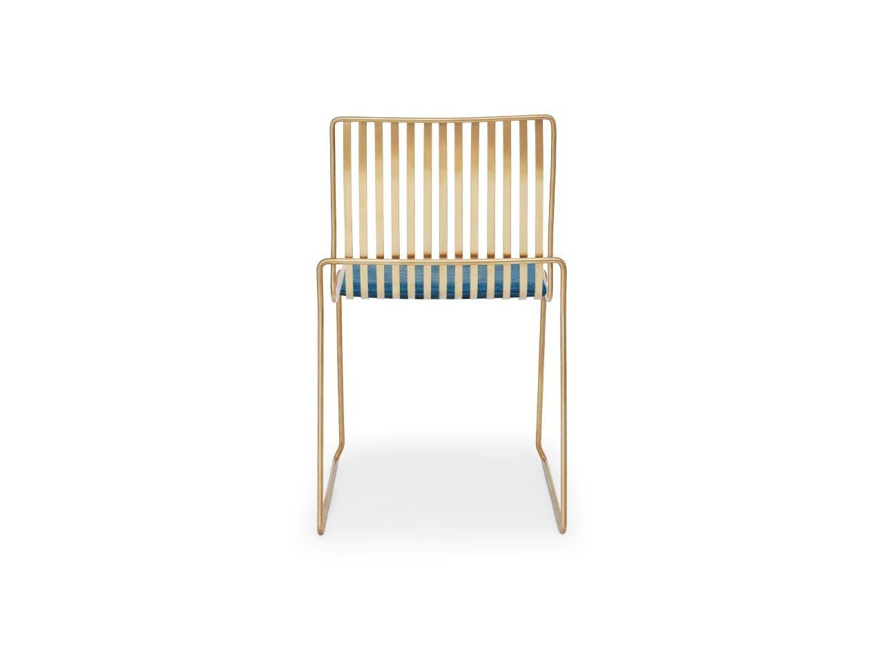 Gillmore Space Finn Stacking Dining Chair Admiral Blue Upholstered & Brass Frame