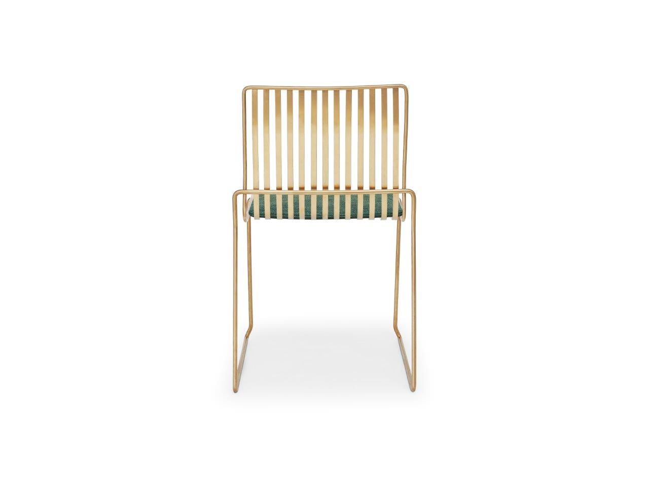 Gillmore Space Finn Stacking Dining Chair Conifer Green Upholstered & Brass Frame