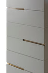 Gillmore Space Alberto Six Drawer Tall Narrow Chest Grey With Brass Accent