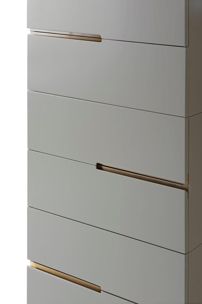 Gillmore Space Alberto Six Drawer Tall Narrow Chest Grey With Brass Accent