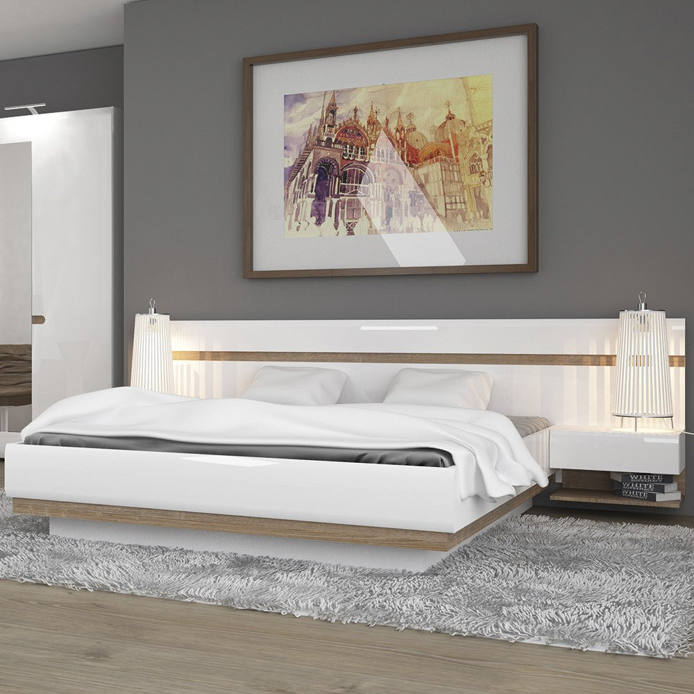 Axton Norwood Bedroom Bedside Extension For Bed In White With A Truffle Oak Trim