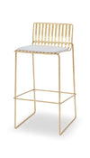 Gillmore Space Finn Bar Stool Silver Upholstered & Brass Frame