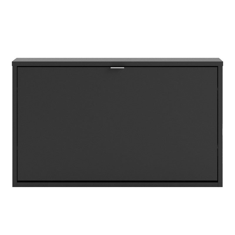 Axton Choctaw Shoe Cabinet With 1 Tilting Door And 1 Layer In Matt Black