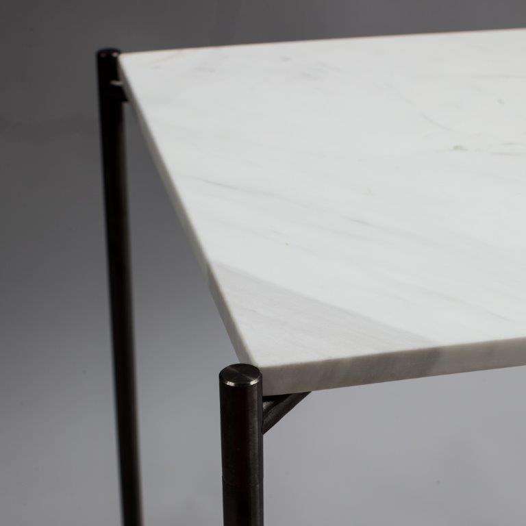 Gillmore Space Iris Large Low Console Table White Marble Top