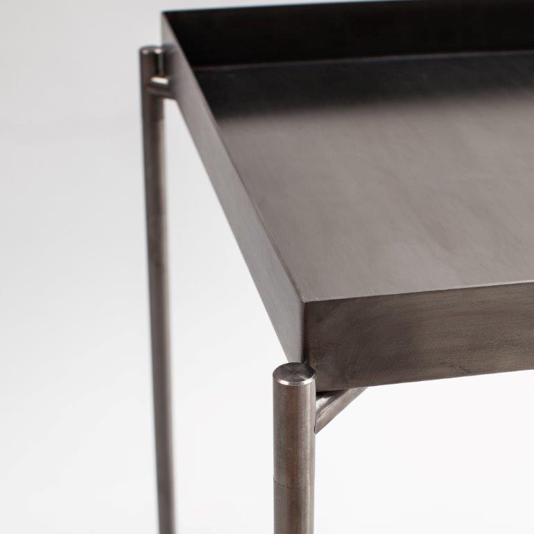 Gillmore Space Iris Square Plant Stand Gun Metal Tray