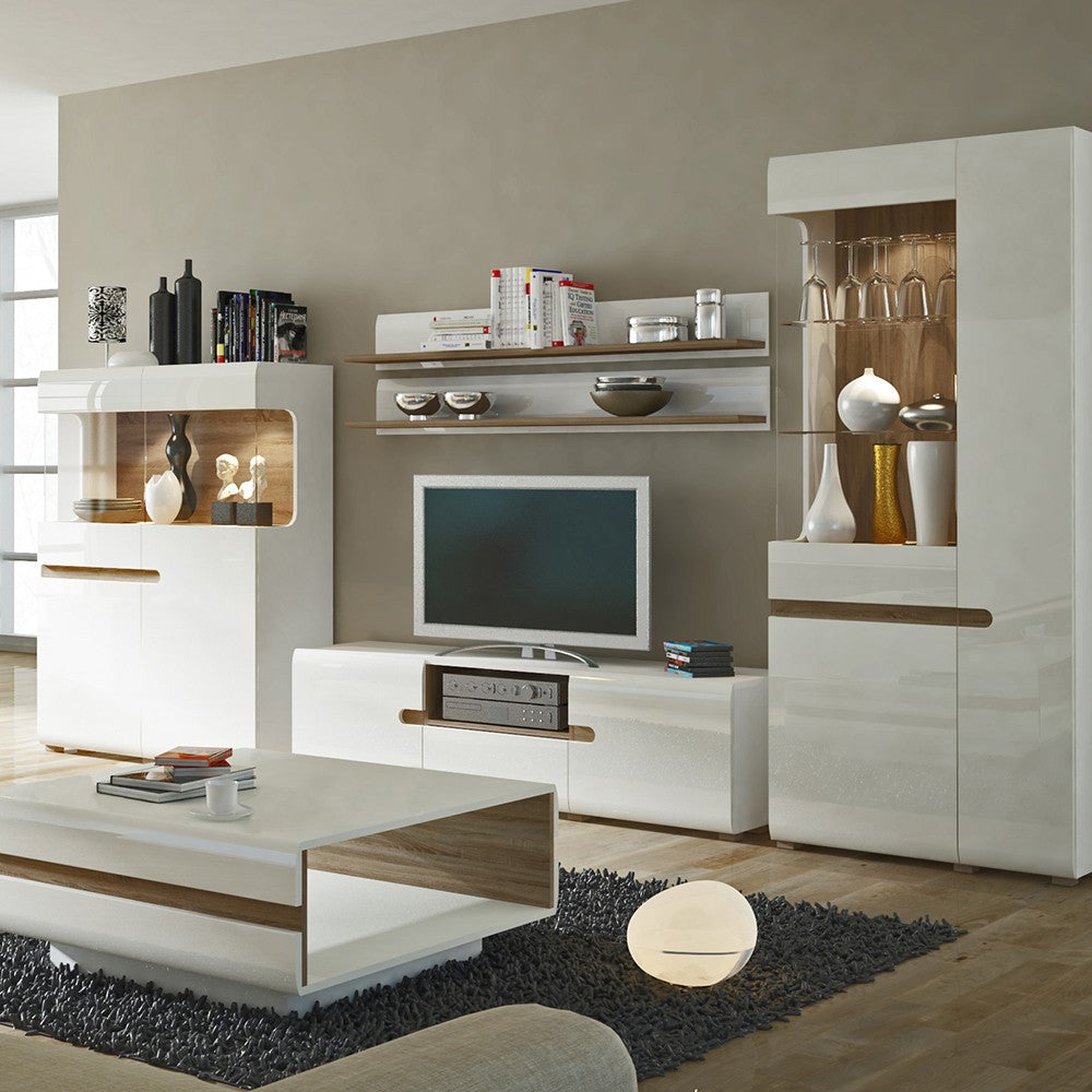 Axton Norwood Living Designer Coffee Table In White With A Truffle Oak Trim