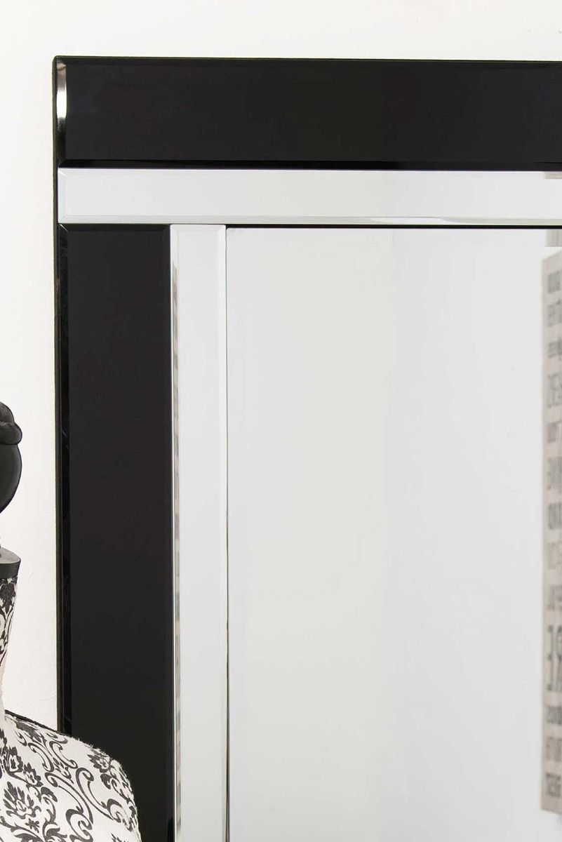 Carrington Large Black Double Bevelled All Glass Mirror 144 x 115.5CM