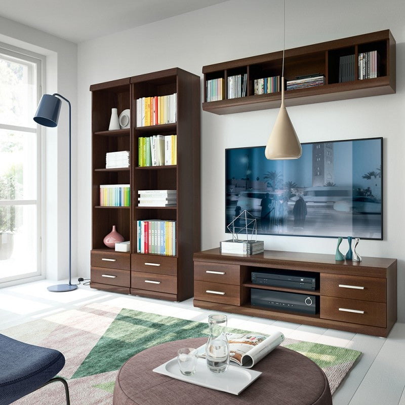 Axton Pelham Wide 4 Drawer TV Cabinet in Dark Mahogany Melamine